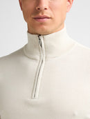 1/4 Zip Cotton Jumper - Antique White Melee