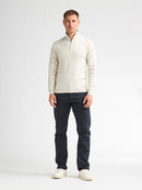 1/4 Zip Cotton Jumper - Antique White Melee
