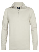 1/4 Zip Cotton Jumper - Antique White Melee