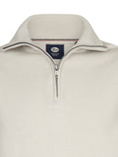 1/4 Zip Cotton Jumper - Antique White Melee