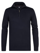1/4 Zip Cotton Jumper - Navy Blue