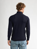 1/4 Zip Cotton Jumper - Navy Blue
