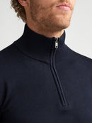 1/4 Zip Cotton Jumper - Navy Blue