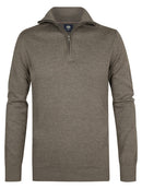 1/4 Zip Cotton Jumper - Mossy Stone