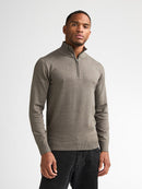1/4 Zip Cotton Jumper - Mossy Stone