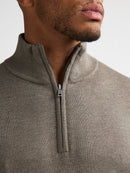 1/4 Zip Cotton Jumper - Mossy Stone