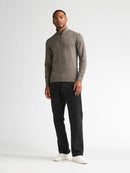 1/4 Zip Cotton Jumper - Mossy Stone