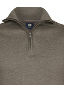 1/4 Zip Cotton Jumper - Mossy Stone