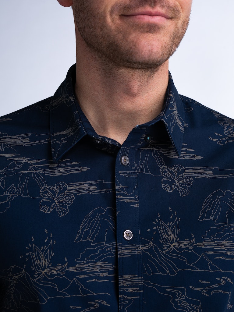 All Over Print Shirt - Petrol Blue