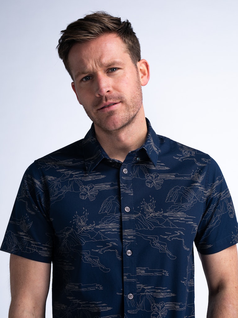 All Over Print Shirt - Petrol Blue