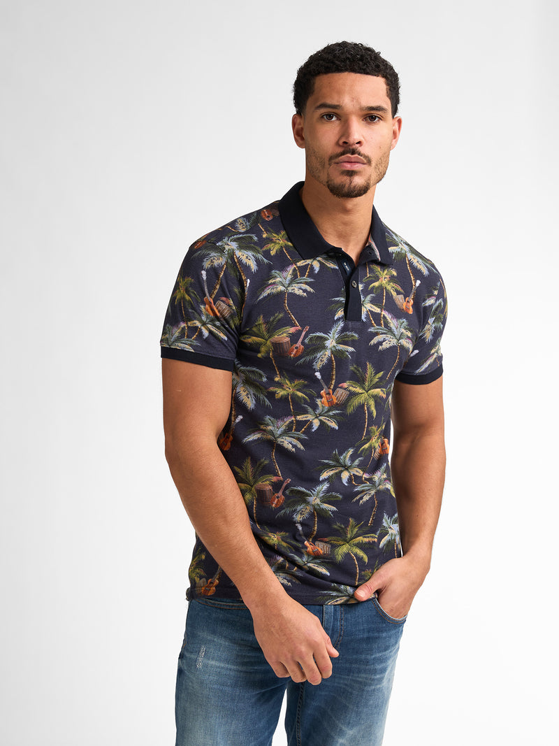 Print PoloShirt - Navy Blue