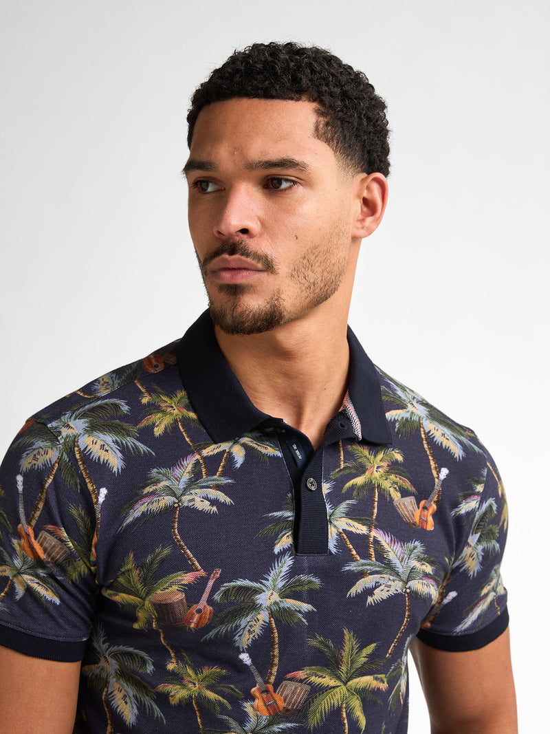 Print PoloShirt - Navy Blue