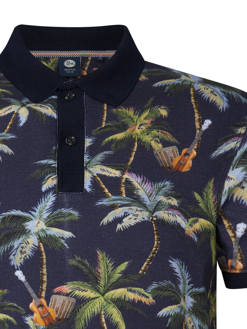 Print PoloShirt - Navy Blue