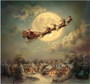 Christmas Santa Sleigh Ride Velvet Cushion