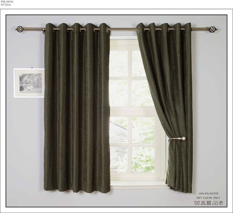 Chenille Blackout Eyelet Curtain - Fern