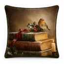 Christmas Robin Velvet Cushion