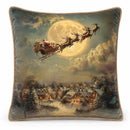 Christmas Santa Sleigh Ride Velvet Cushion