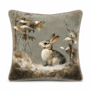 Woodland Bunny in The Snow Velvet Cushion
