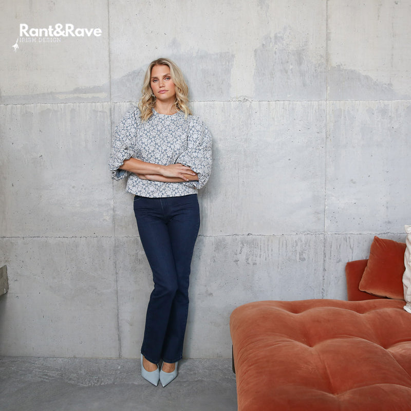 Quinn Floral Top - Ice Blue