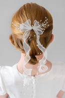 Organza Bow Headpiece - Silver