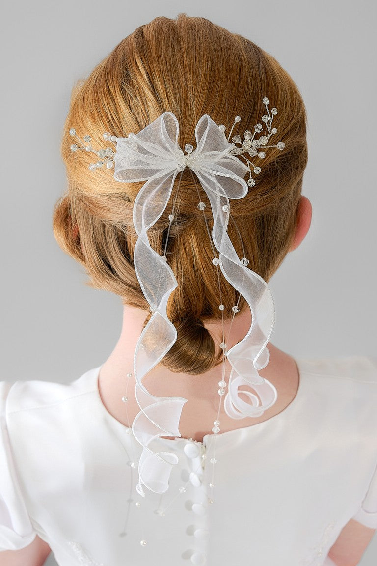 Organza Bow Headpiece - Silver