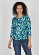 Blue Romance Print T-Shirt - Turquoise