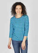 Blue Romance Print T-Shirt - Turquoise