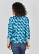 Blue Romance Print T-Shirt - Turquoise