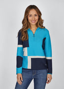 Blue Romance 1/2 Zip Jumper - Turquoise