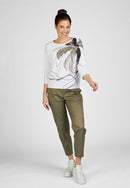 Herbal Garden Round Neck Jumper - White