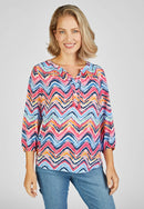 Blossom Up Print Blouse - Magenta