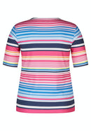 Blossom Up Zip Collar T-Shirt - Magenta