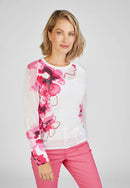 Blossom Up Print Round Neck Jumper - Magenta