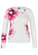 Blossom Up Print Round Neck Jumper - Magenta