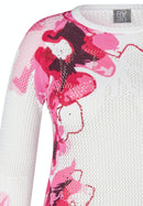 Blossom Up Print Round Neck Jumper - Magenta