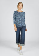 INDIGO LOVE 3/4 SLEEVE TOP - Marine