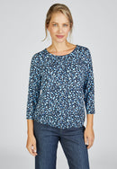 INDIGO LOVE 3/4 SLEEVE TOP - Marine