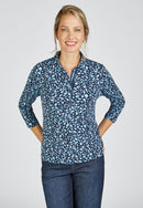 Indigo Love Print Polo Shirt - Marine