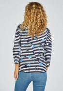 Indigo Love Print & Stripe T-Shirt - Marine