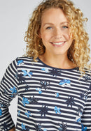 Indigo Love Print & Stripe T-Shirt - Marine