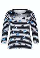 Indigo Love Print & Stripe T-Shirt - Marine