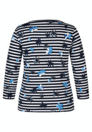 Indigo Love Print & Stripe T-Shirt - Marine