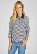 Street Café Stripe Polo Shirt - Marine