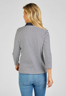 Street Café Stripe Polo Shirt - Marine