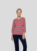 Autumn Leaves Stripe T-Shirt - Garnet