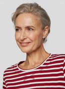 Autumn Leaves Stripe T-Shirt - Garnet