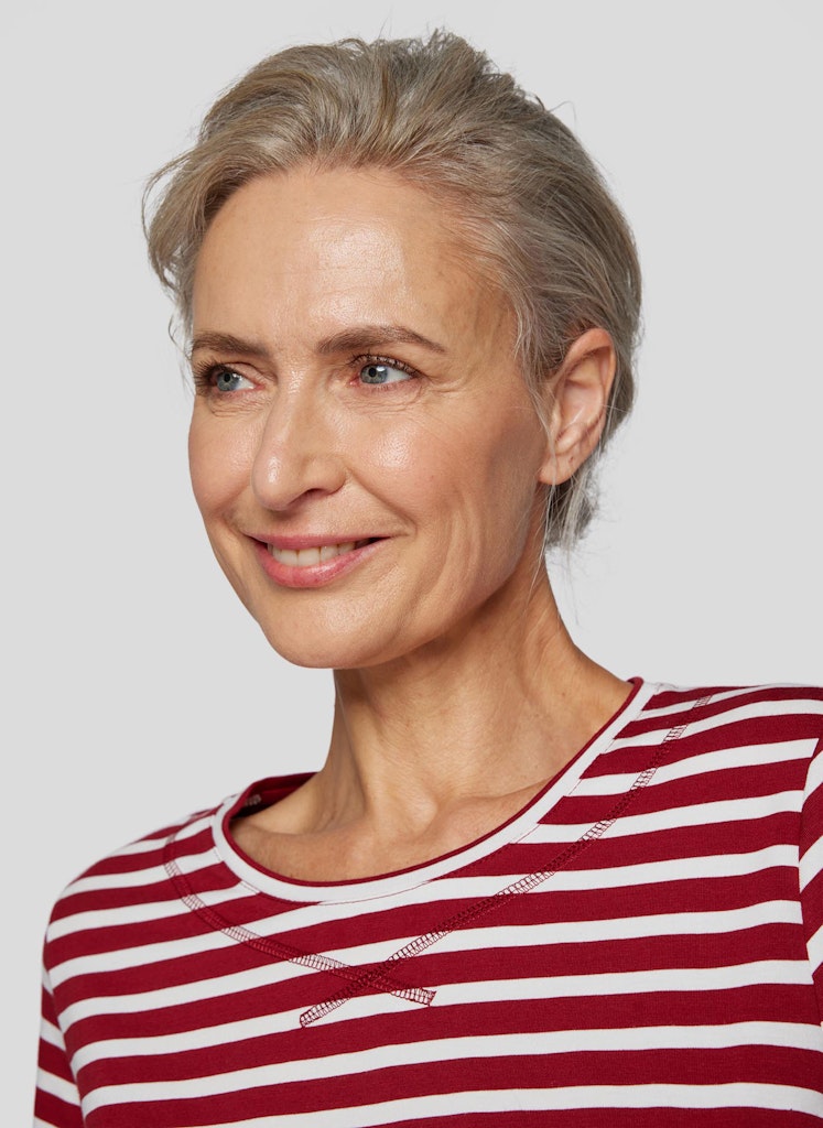 Autumn Leaves Stripe T-Shirt - Garnet