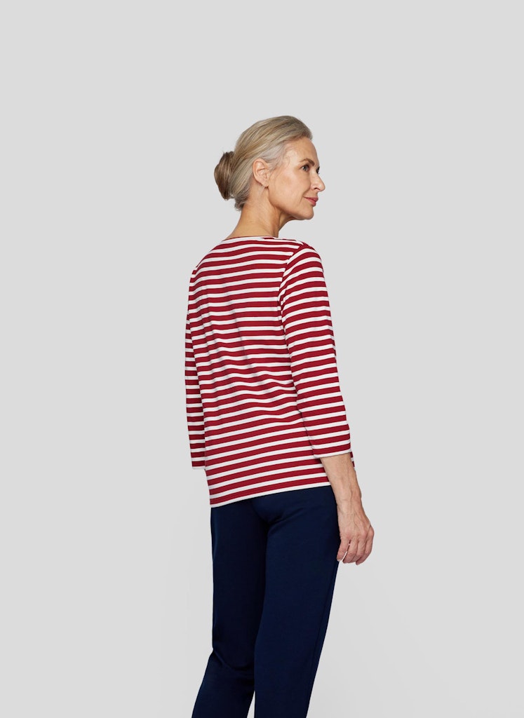 Autumn Leaves Stripe T-Shirt - Garnet