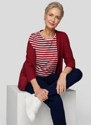 Autumn Leaves Stripe T-Shirt - Garnet