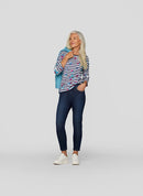 FLOWER AND STRIPE T SHIRT - Pacific